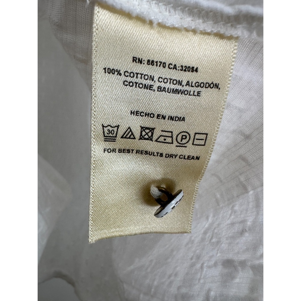 Feather Bone Anthropologie Soneva Swiss Dot Ruffle Top Small Button Sleeveless - Picture 10 of 11